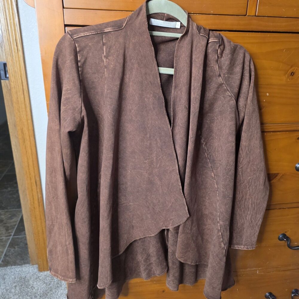 Testimony Los Angeles Brown Mineral Wash Open Cardigan Size Medium Western